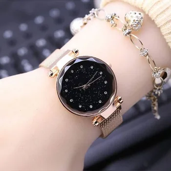

New Women Watch Female Magnetic Starry Sky Dial Rhinestones Watch Lady Clock Quartz Wristwatch Relogio Feminino C077