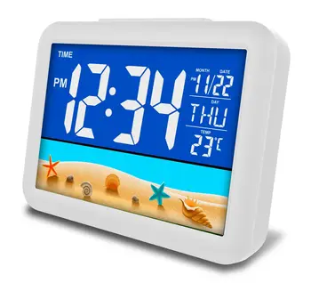 

Modern Electronic Table Clock Creative Digital Desk Clock LCD Voice Control Clock with Date/Time/Temperature Display Home Decor