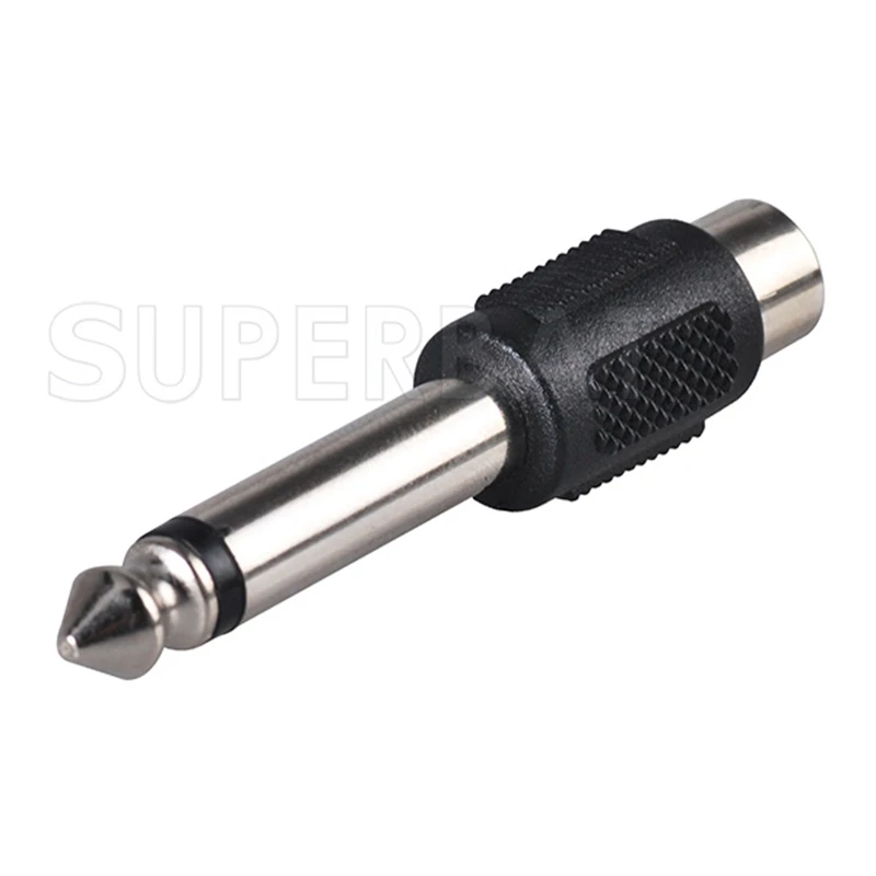 Black Plastic Audio Video Converter RCA Female to 6.5mm Male for Home Theater