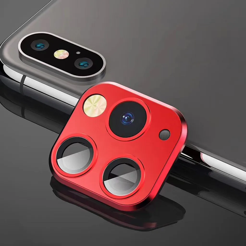 For iPhone X XS MAX Camera Change To Fake iPhone 11 Pro Max Camera Lens Seconds Change Protector Ring Cover Metal Lens Screen #B