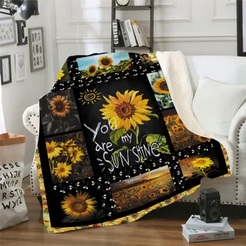 

Bedding Outlet Sunflower Sherpa Fleece Throw Blanket Family Blanket for Kids Cartoon Microfiber Plush Sherpa Throw Blanket