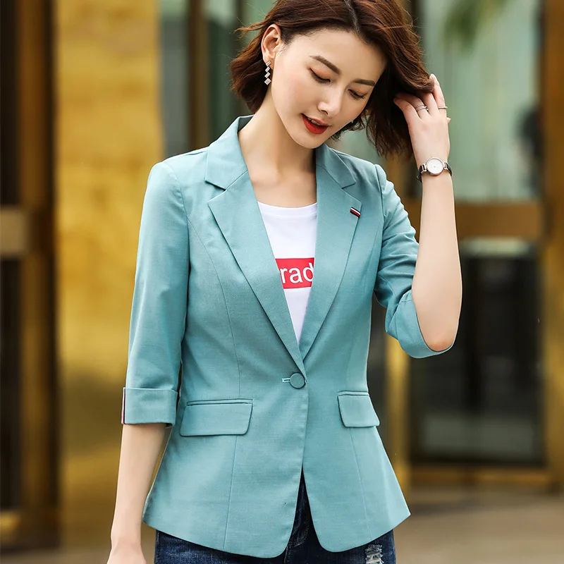 

2019 Elegant Commuting Women's Autumn New Style Korean-style Three-quarter-length Sleeve Versatile Coat Women's Neat One-Button