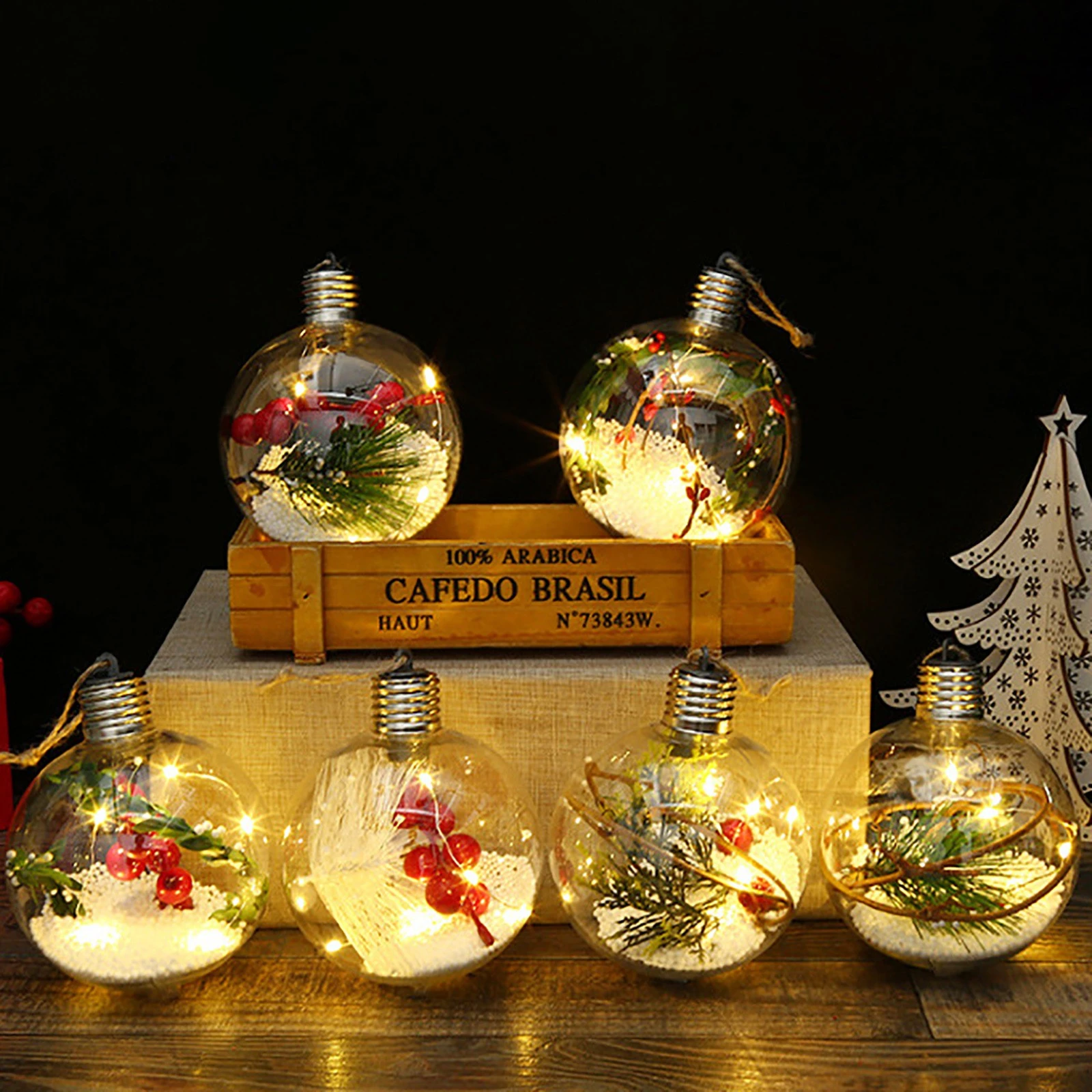 Transparente Bola De Natal Led Luminosa Luz Da Noite Bola Pingente Árvore  De Natal Pendurado Ornamentos Luzes De Fadas Decoração Do Ano Novo - Sinos  De Vento E Decorações Suspensas - AliExpress