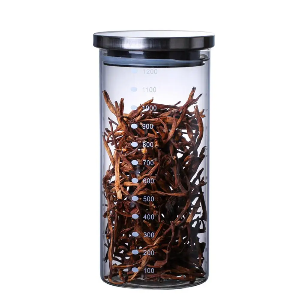 C 1200ML Еда сосуд для хранения с герметичной Стекло Еда банка для хранения с герметичное уплотнение бамбуковой крышкой, для хранения пищи канистра для сервировки Чай Кофе - Цвет: C 1200ML