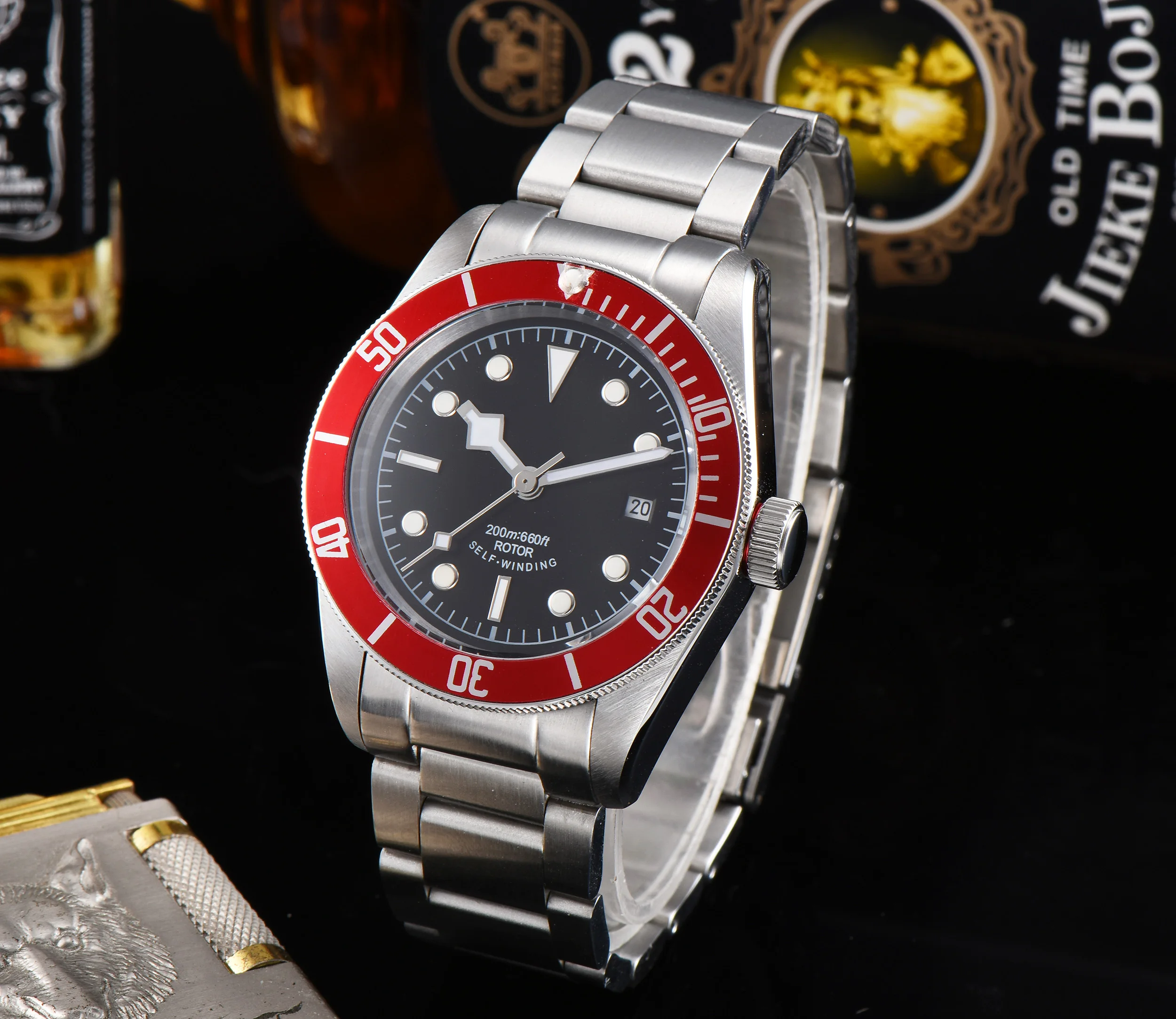 

41mm Corgeut luxury Red dial Sapphire Crystal SS Band date Automatic Men's Watchs A8