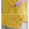 Vintage Pocket Front Plus Size Cotton Linen Top Women Summer Casual Loose Black White Yellow Navy Blouse Shirt Female 6