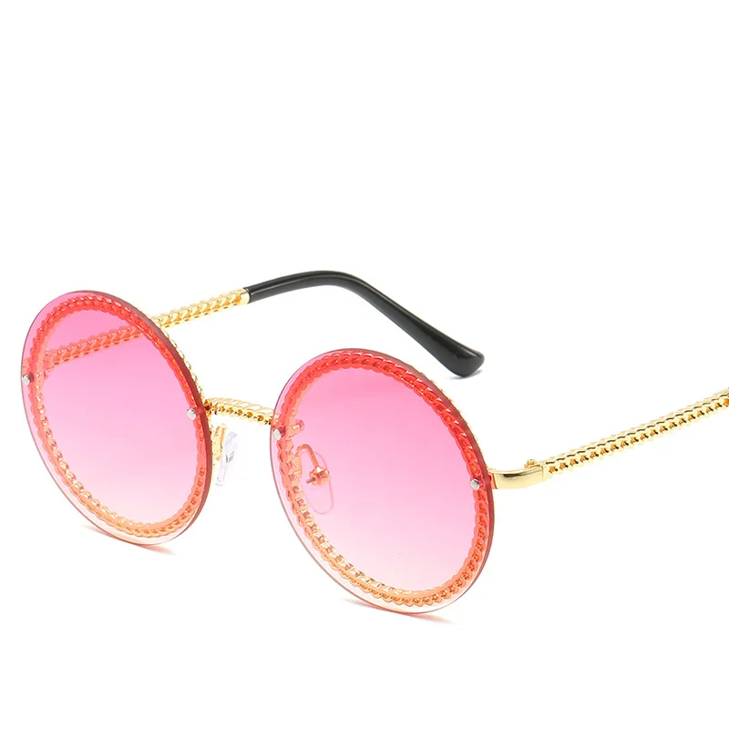 Сексуальные модные роскошные металлические бескаркасные розовые женские дорожные солнцезащитные очки