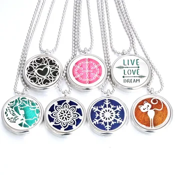 

New Aromatherapy Necklace Snowflake Flower Fairy Essential Oil Diffuser Necklace Stainless Steel Locket Pendant Perfume Necklace