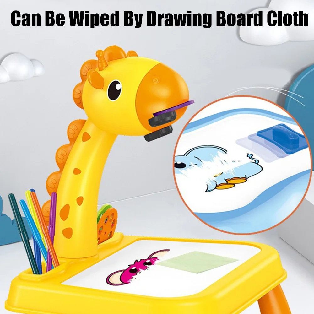 Tavolo Da Disegno Bambini Con Giraffa Proiettore Led Per Imparare A  Disegnare