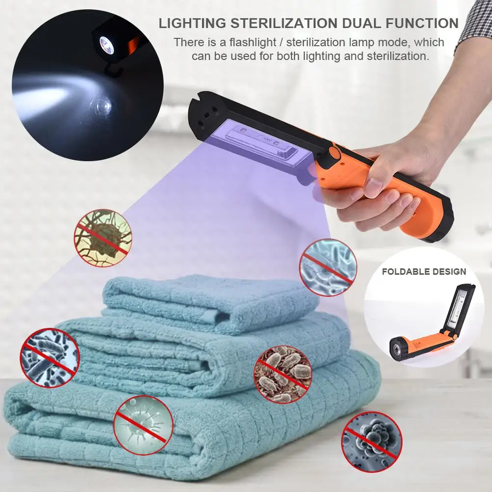 

Portable Ultraviolet Disinfection LED Lamp Flashlight UVC Folding LED Light Sanitizer Germicidal Lamp For Home Travel