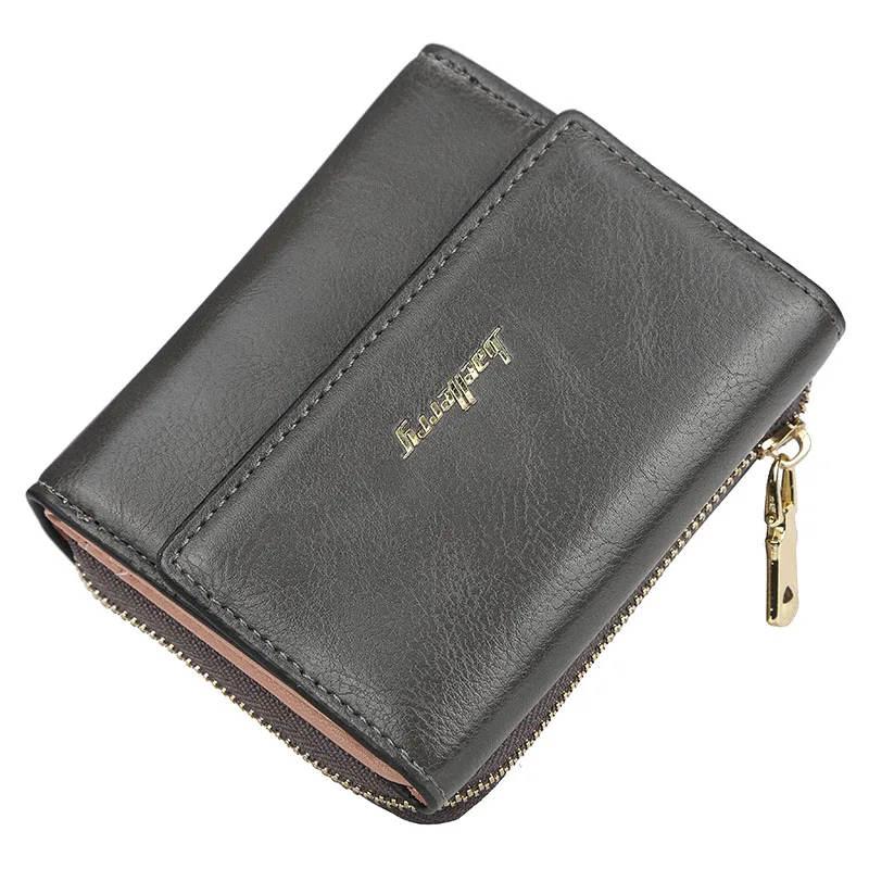 Портмоне baellerry женский модный короткий твердый кошелек из искусственной кожи Zipper Hasp Porta ручная сумка визитница Note отсек кошелек сумка - Цвет: Deep-Grey