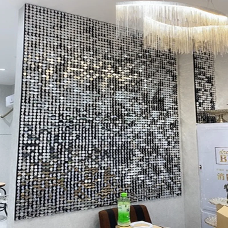 US $180.48 Custom Adverting Sign Shiny Silver Square Sequin Panel Glam Sequin Backdground Shop Window Background Square Shimmer Sequin Wall