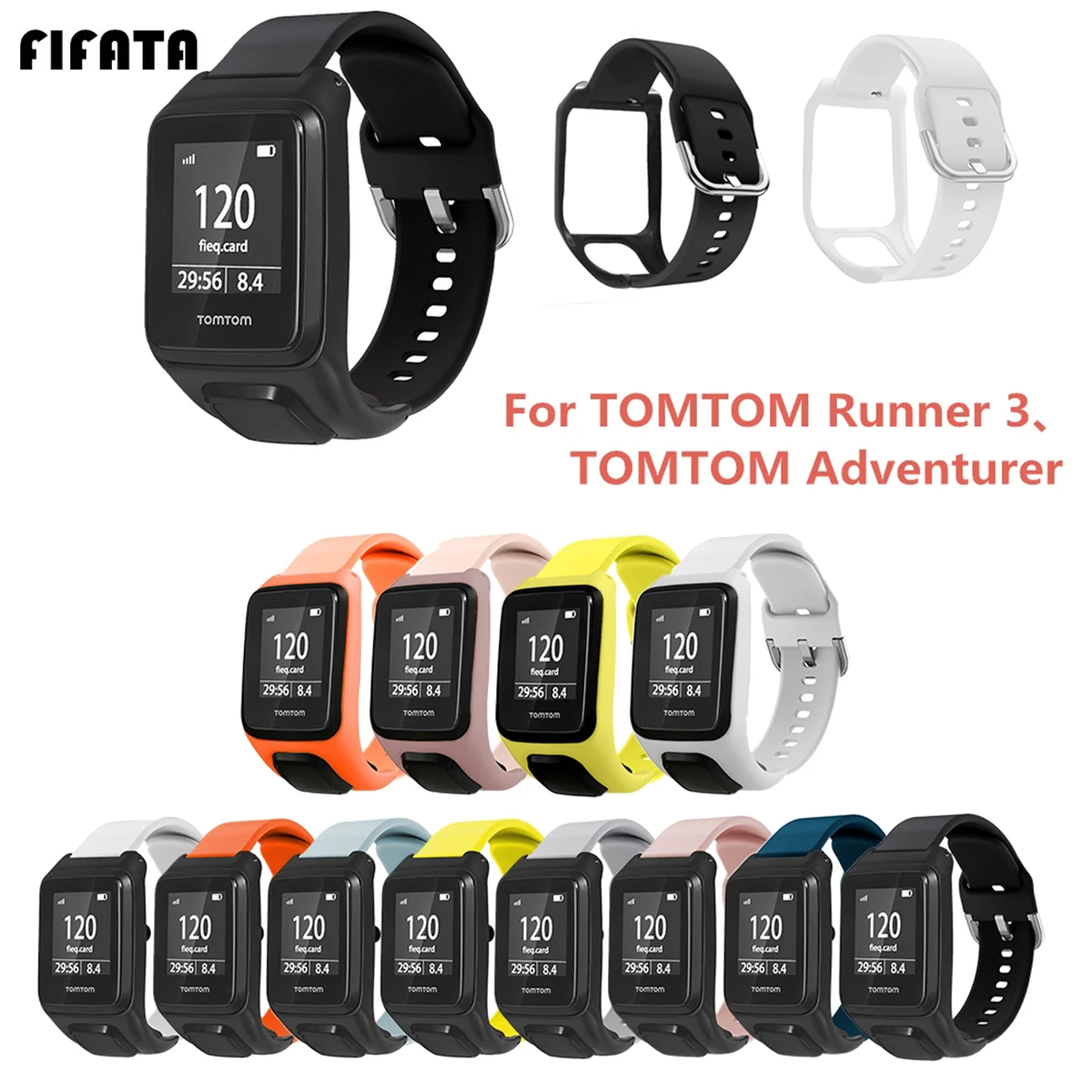 

FIFATA Colorful Silicones Watch Band For Tomtom Runner 3 For Tomtom Adventure Smart Sport Watch Wristband Replace Accessories