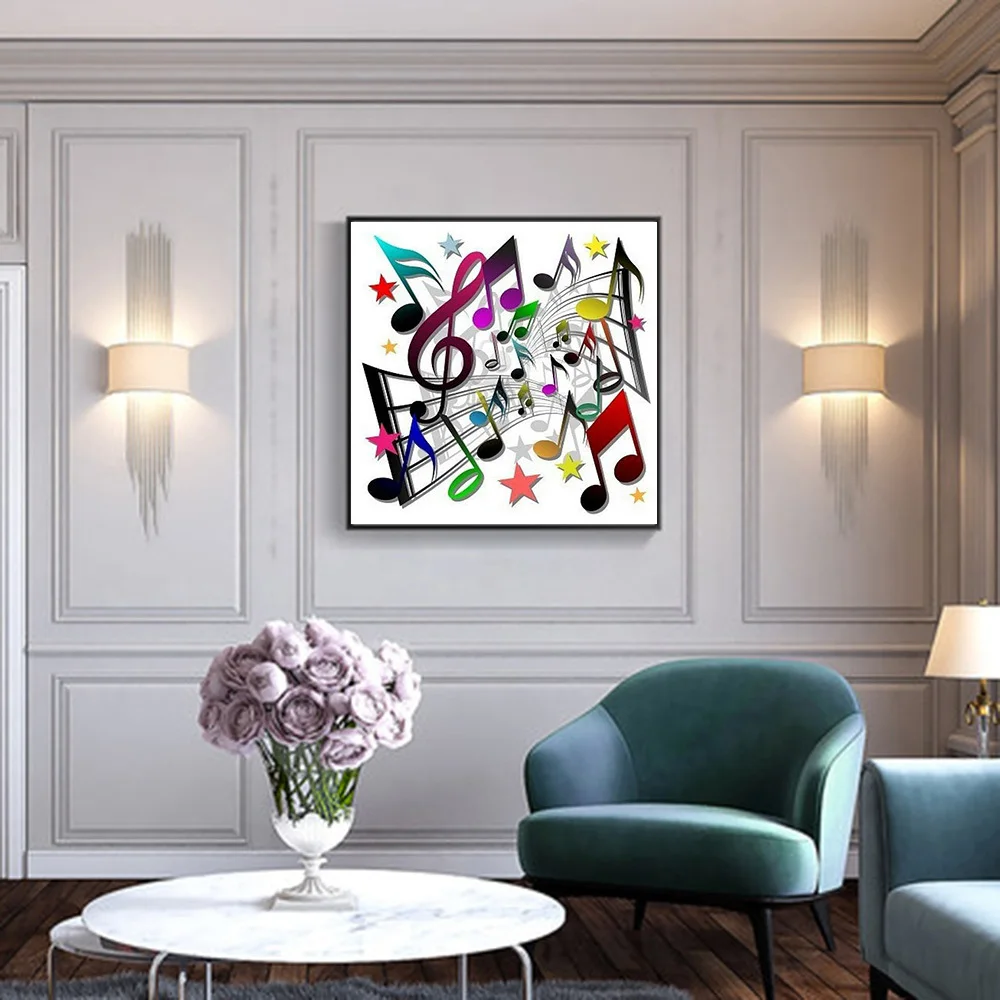 Huacan Diamond Art Painting Mosaic Music Scenery Home Decor Diamond Embroidery Sheet Music Cross Stitch Wall Sticker diamond painting diamond painting stickers