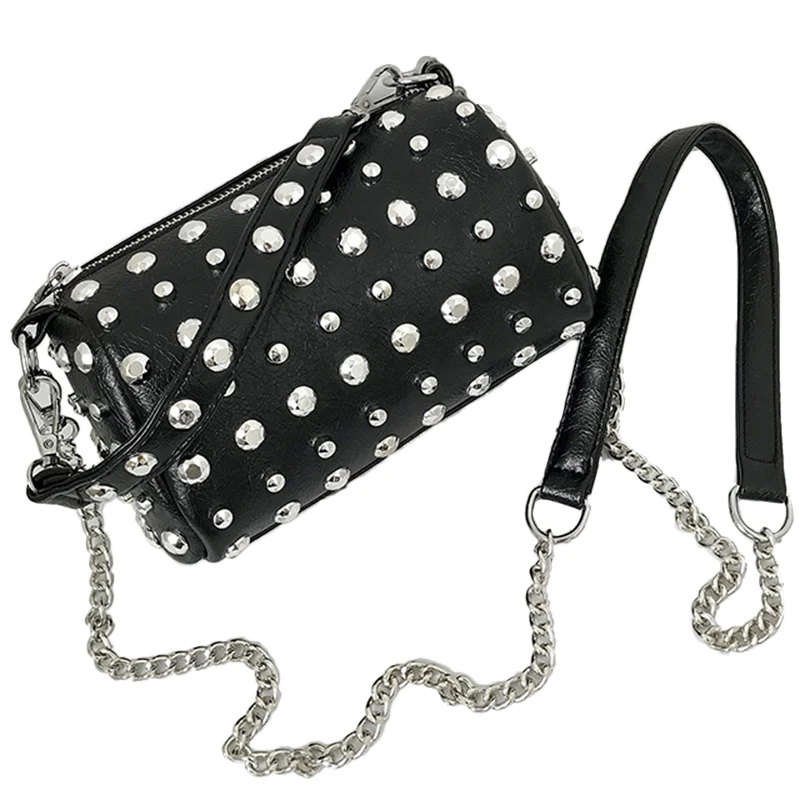 

Korean Version Of the Wild Rivet Shoulder Bag Fashion Portable Chain Bag Messenger Small Round Bag