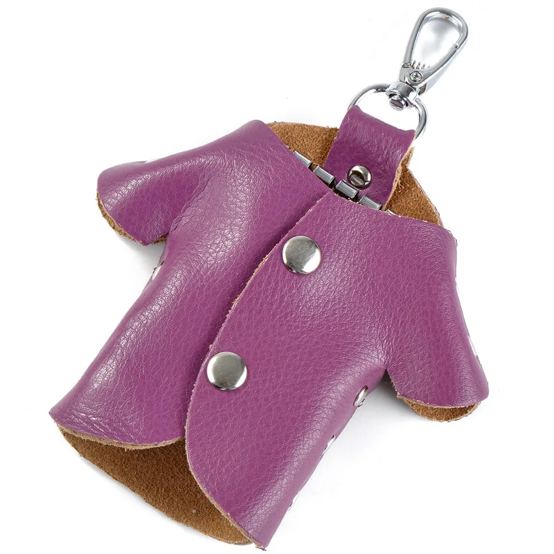 Yufang креативный ключ чехол из натуральной кожи для женщин держатель для ключей корейский дизайн ключ пакет Cowskin Женский кошелек-брелок для ключей мужской ключ карман - Цвет: Purple