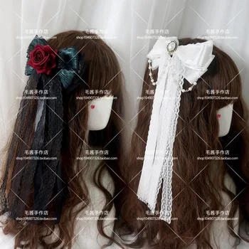 

Lolita Cute Cherry Embroidery Plaid JK Bowknot Hair Clip Girls Sweet Barrettes Kawaii Headwear Princess Hair accessories Cosplay