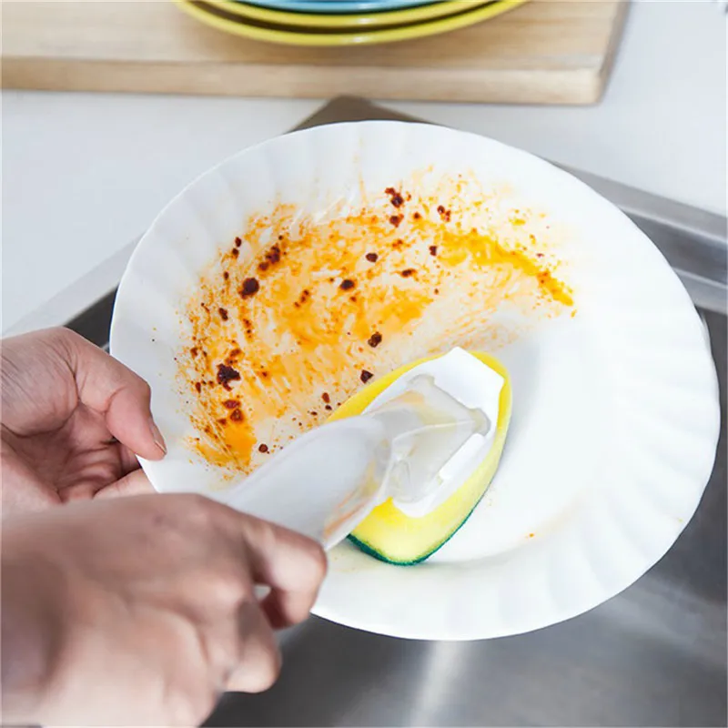 Кухонные губки для мытья мыла с ручкой многоразовые чаши кастрюли чашки Чистящая