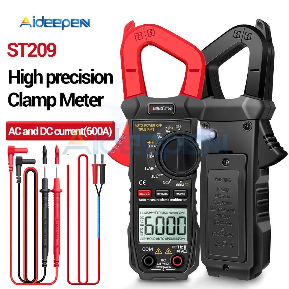 Цифровой мультиметр-зажим ST209 6000 отсчетов True RMS ампер постоянного/переменного