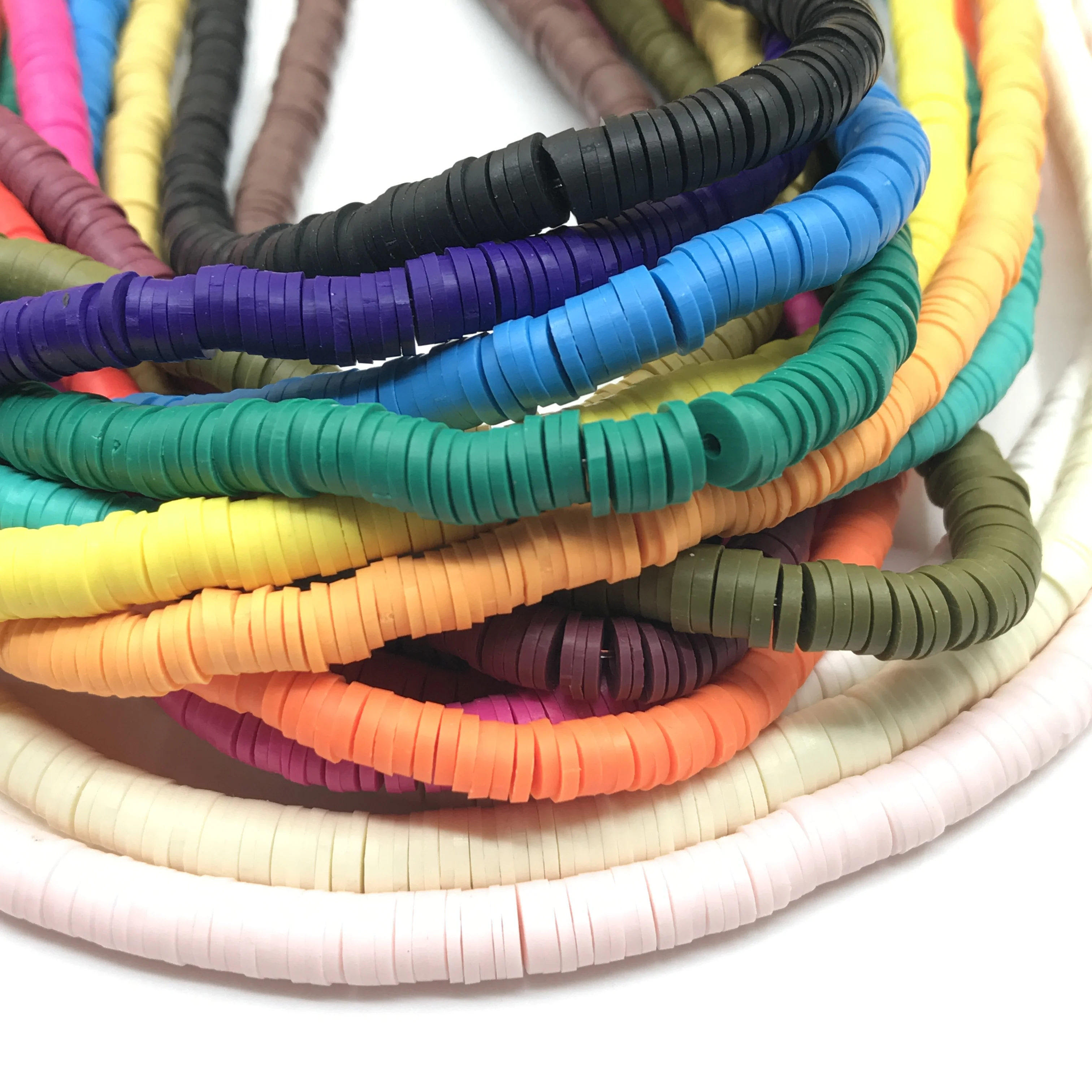 10strand/lot 17Colors Choice Polymer Clay Tiny Spacer Loose Bead,4/6/8mm Vinyl Disc Heishi Rondelle Vinyl Beads Crafts Bracelets