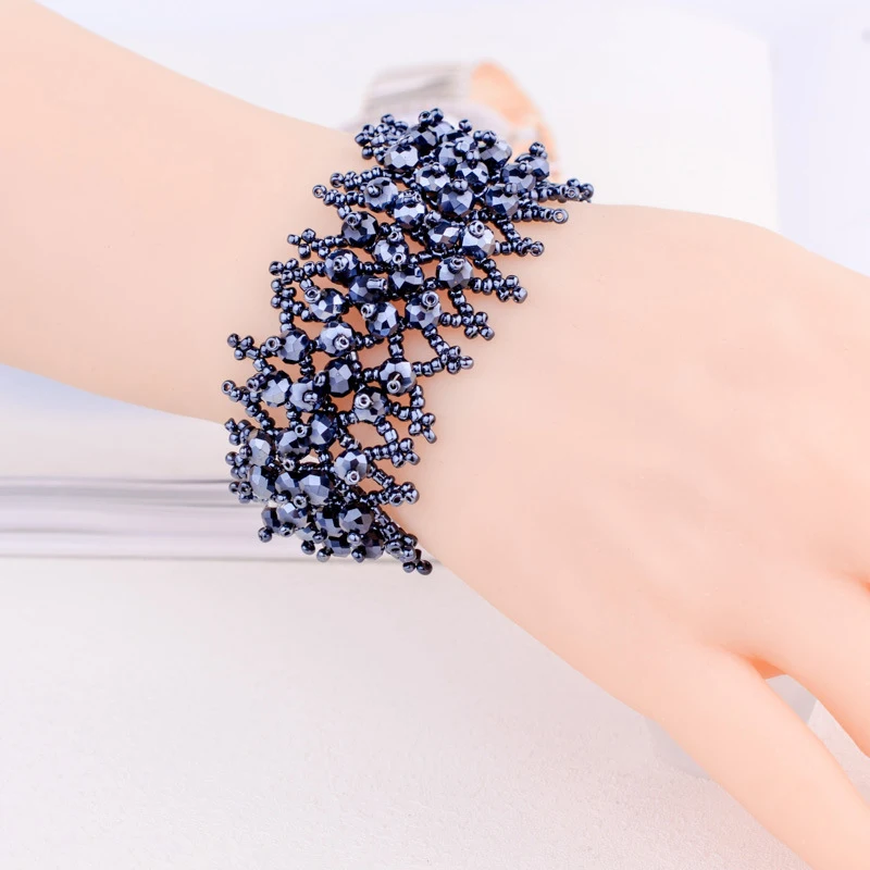 Браслет женский эластичный с бусинами регулируемый браслет ручной работы из