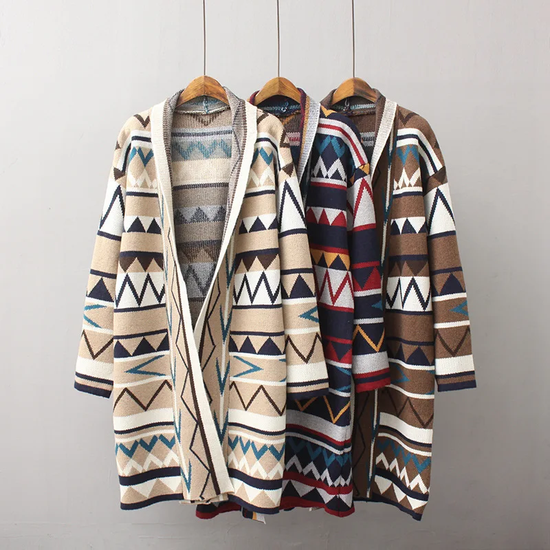 

Women Korean Style Cardigans Warm Coat Female Retro Women Autumn Knitted V-Neck Long Open Cardigan Long Sleeve Fashion Clothes