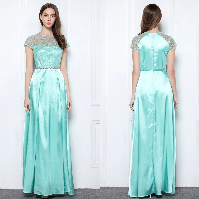 

Banquet Formal Dress New Style Mesh Applique & Amp; Silk Fabrics Short Sleeve Slim Fit Maxi Long Banquet Formal Dress