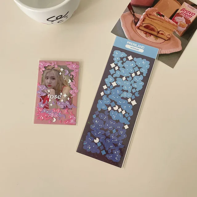 1Pc Gradient Ribbon Star Decoration Laser Stickers Scrapbooking Hand Account Kawaii Stationery Korean Sticker School Suppliesr 1Pc Laser stickers B