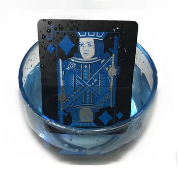 

Quality Party Toy Pure Black Magic Box-p Waterproof PVC Plastic Playing Cards Set Trend black playing card Entertainment