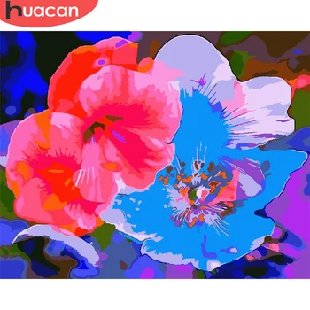 

HUACAN Oil Painting By Number For Adults HandPainted Wall Art Pictures By Number Flower Kits DIY Gift For Living Room