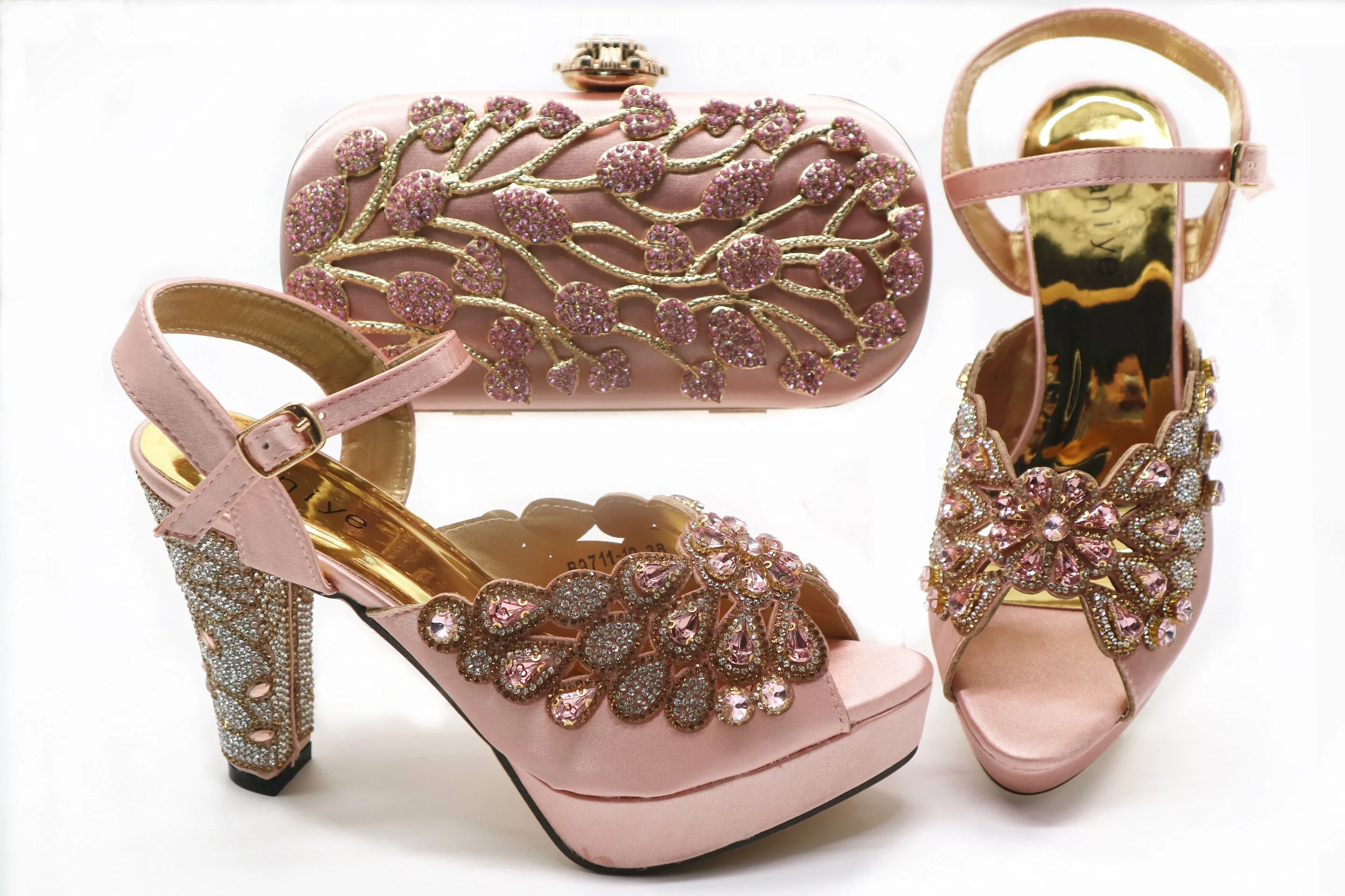 

Free shipping nice fashion italian shoes and bag matching set SB8406-1 pink sandal shoes and clutches bag set size38-43