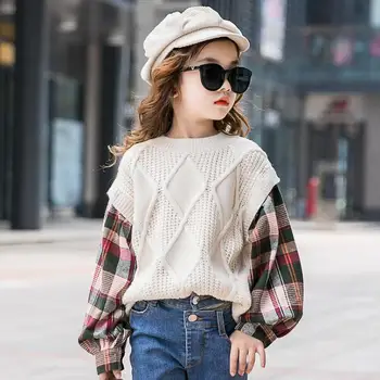 

Girls Cardigan Sweater 10 12 Years Autumn Plaid Big/baby Girls Knitted Cardigan Sweaters Sports Toddler Girls Pull Fille 8 9 11
