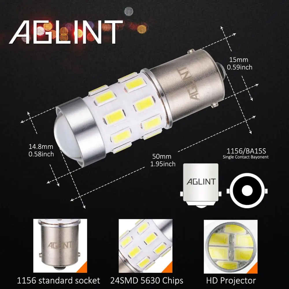 AGLINT-ڵ LED  24smd, 1156 K (, BA15S),  õ,  Ĺ̵, RV , 2 , 2 
