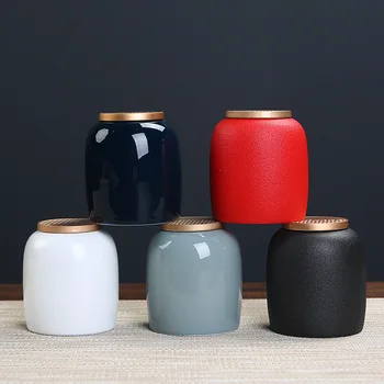 

Ceramic Tea Containers Small Number Jar Sealed Canglan Gold Lid Jar Storage Jar Customizable Tea Jar Ceramic Jar Canister Set