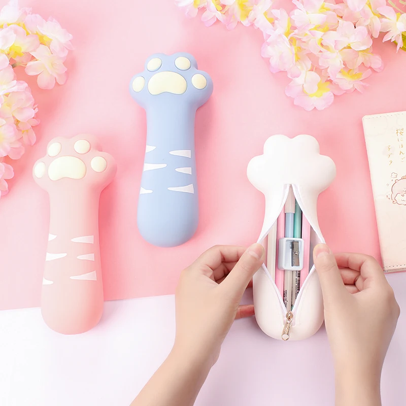 

Силиконовые милый кот Paw Карандаш Чехол Мягкий силиконовый чехол в виде кошачьей лапки, пеналы для ручка для девочек коробка складские принадлежности, офисные и школьные принадлежности