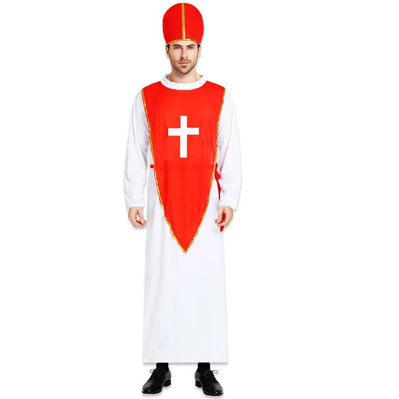 

New Adult Men Jesus Missionary Priest Costume Male Cosplay Costumes Carnival Party Halloween Christmas