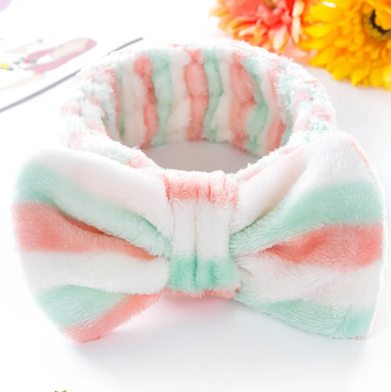 4 шт./лот, эластичная повязка для волос для мытья лица, для макияжа, спортивное полотенце для волос, головной убор, бант