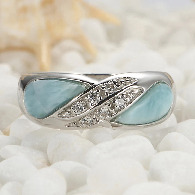 Eulonvan Larimar, натуральный камень, серебро 925 пробы, обручальные кольца для женщин, ювелирные изделия и аксессуары, Прямая поставка, S-3800, Размер 7, 8