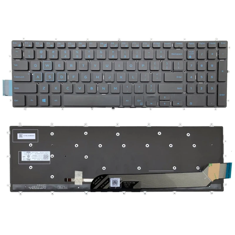 Laptop Replacement Keyboard for Dell G3 15 3590 3579 3779 G7 15 7588 7590 G7 17 7790 US Keyboard White Letter with Backlit G5 15 5587 5590
