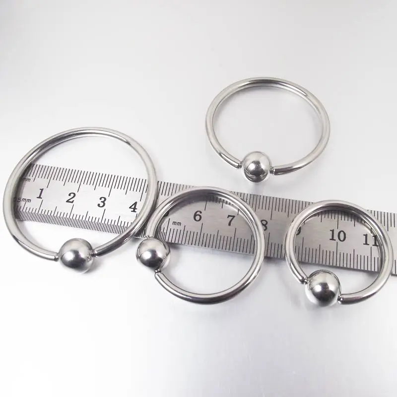Piercing Jewelry, Body Piercing Jewelry, Body Jewelry 1 Single Piece Big Ball Stainless Steel Captive Hoop Rings BCR PA Ring Nipple Body Piercing Jewelry
