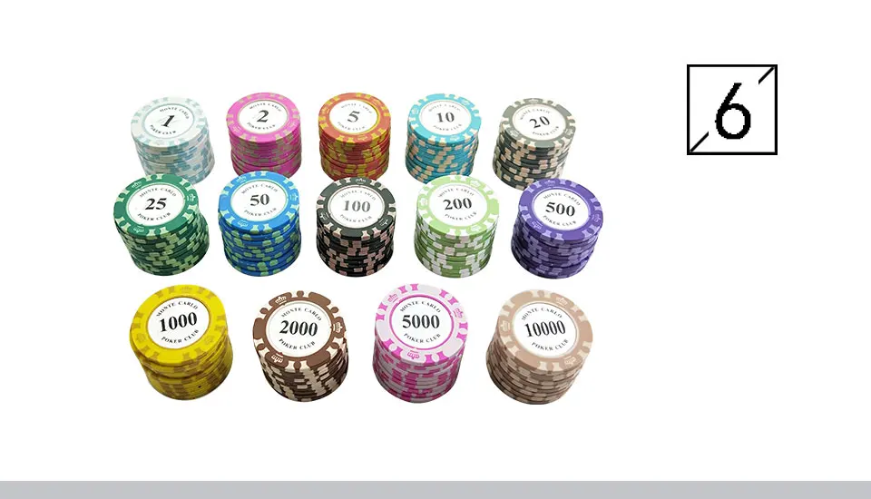 Yernea 25PCSSet Clay Poker Chips Set 14 Colors Face Value Coins Baccarat Texas Hold'em Poker Entertainment Poker Chips (6)