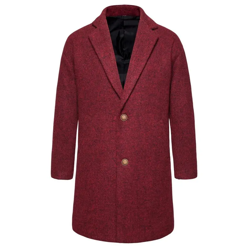 Мужское зимнее черное пальто больших размеров шерстяное Мужская Длинная