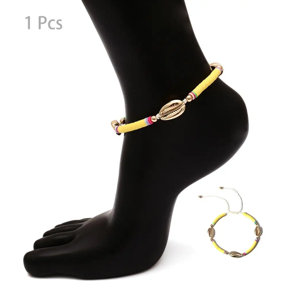 SHIXIN Boho Красочный мягкий кожаный браслет для женщин сплав оболочка браслет на ногу регулируемый длинный веревочный браслет лодыжки для женщин - Окраска металла: S03-1