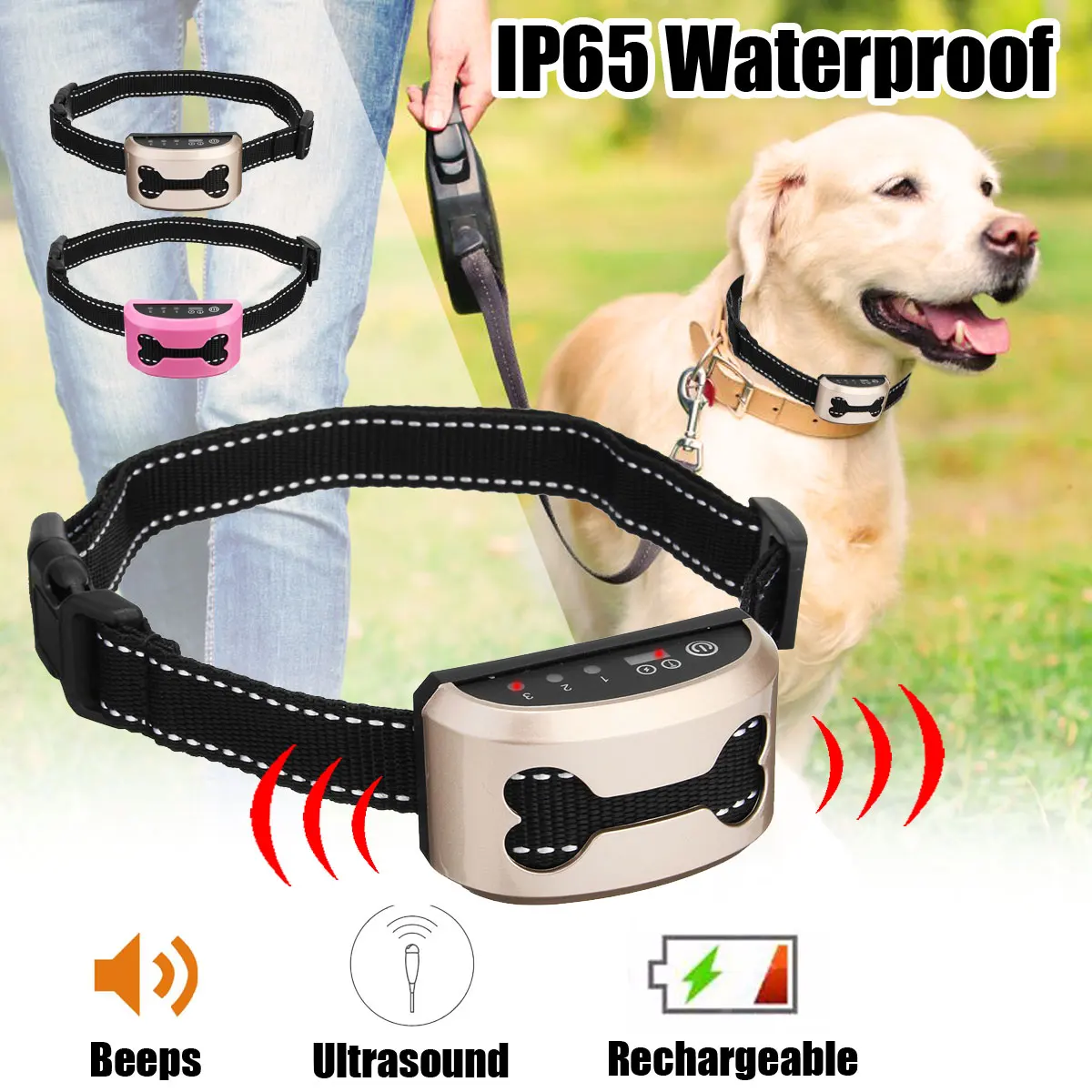 Pet Dog Rechargeable Anti Bark Collar Control Train Waterproof Stop