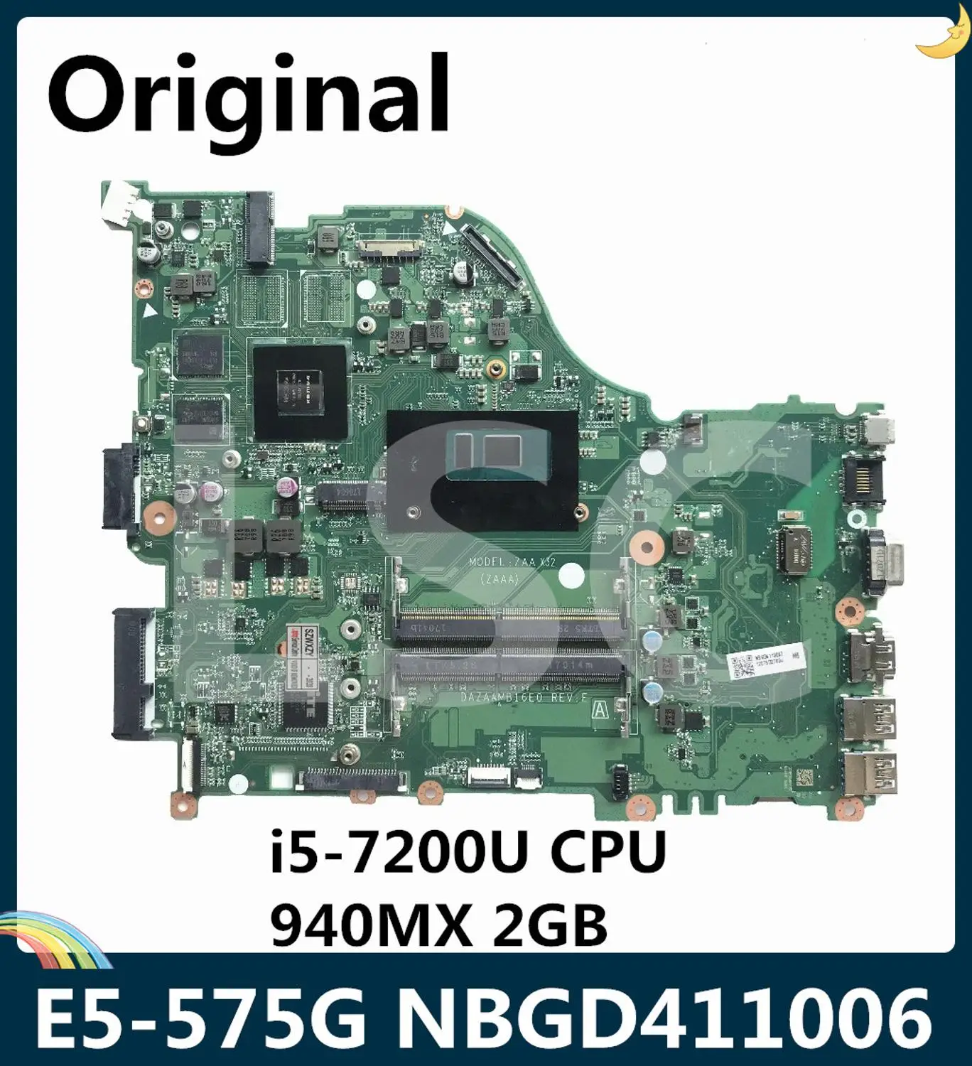 Материнская плата LSC для ноутбука ACER Aspire E5 575G NB.GD411.006 NBGD411006 I5 7200U 2 5 ГГц ЦП 940MX Гб