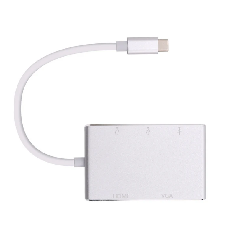 5 в 1 многофункциональный конвертер Тип с разъемами типа C и HDMI VGA USB 3,0 мульти-для подключения ЖК-дисплея к порту и застежка-игровой адаптер кабель