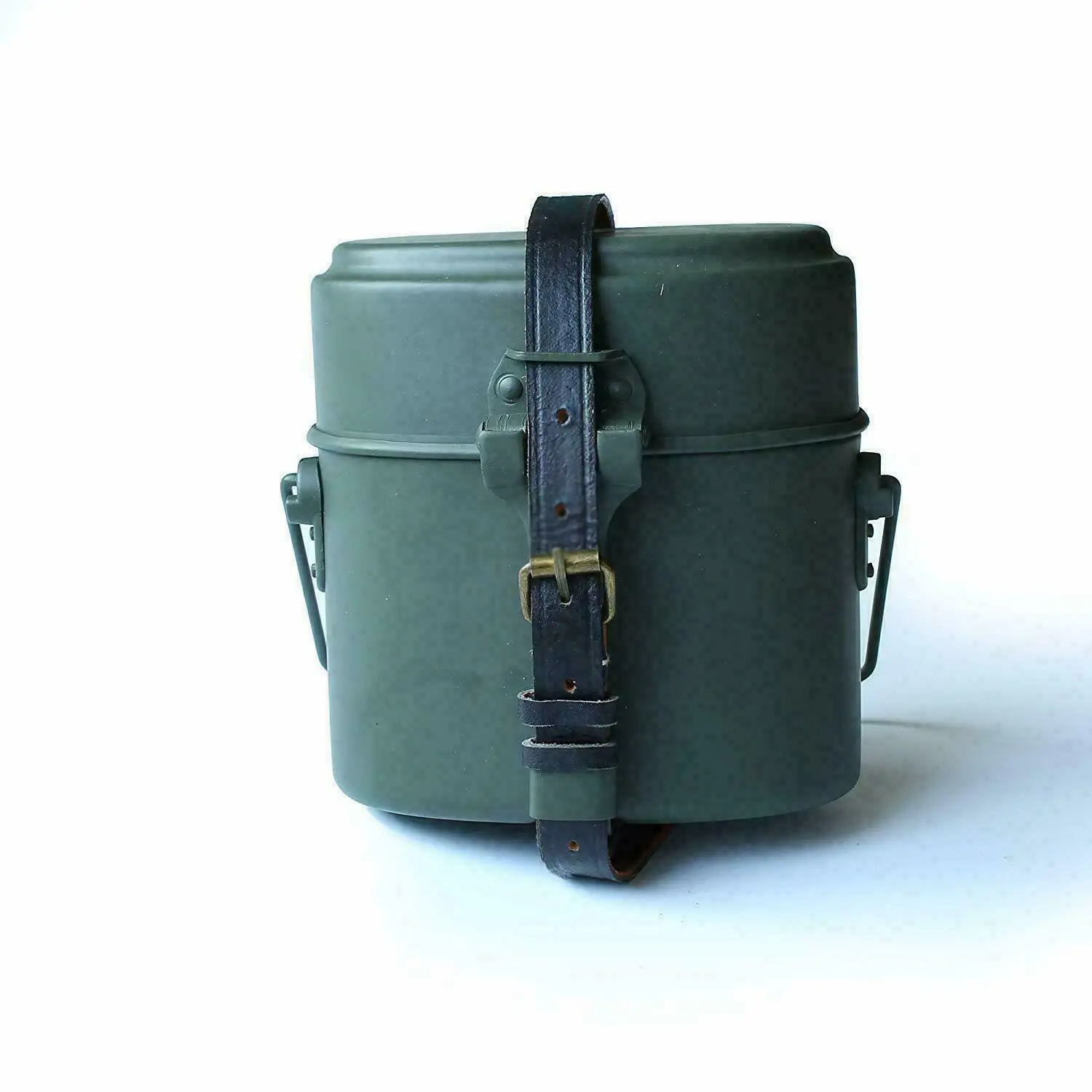 WWII German Field M31 Mess Tin Canteen W Leather Carry Straps