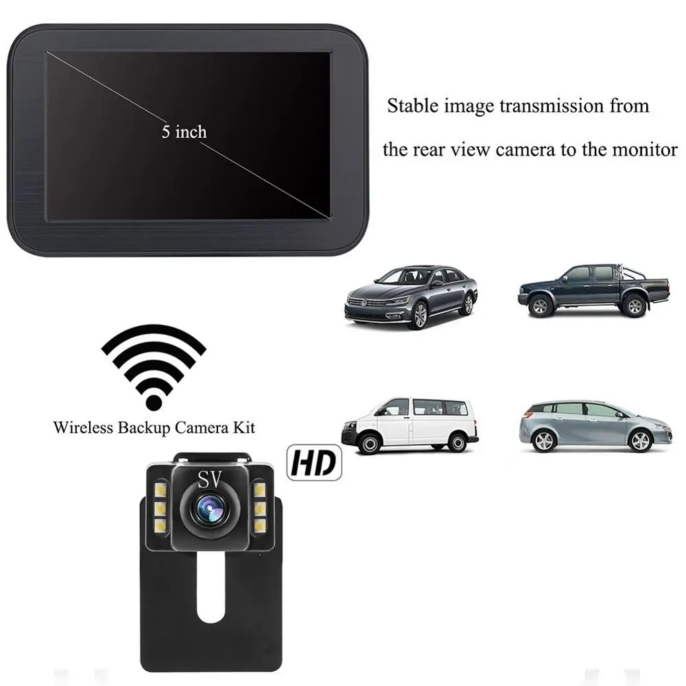 US $66.77 5 Inch Wireless Car Monitor Display Vehicle Auto Screen Rear View