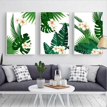 

Modern Leaves Wall Art Canvas Painting Green Style Plant Nordic Posters and Prints Picture Modern Home Living Room Bedroom Decor