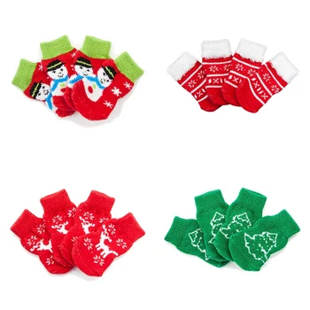 

Christmas Pet Stocking Pet Non-skid Knitted Socks Puppy Warm Walk Socks Dog Cotton Warm Socks Festival Pet Dressing up Socks &